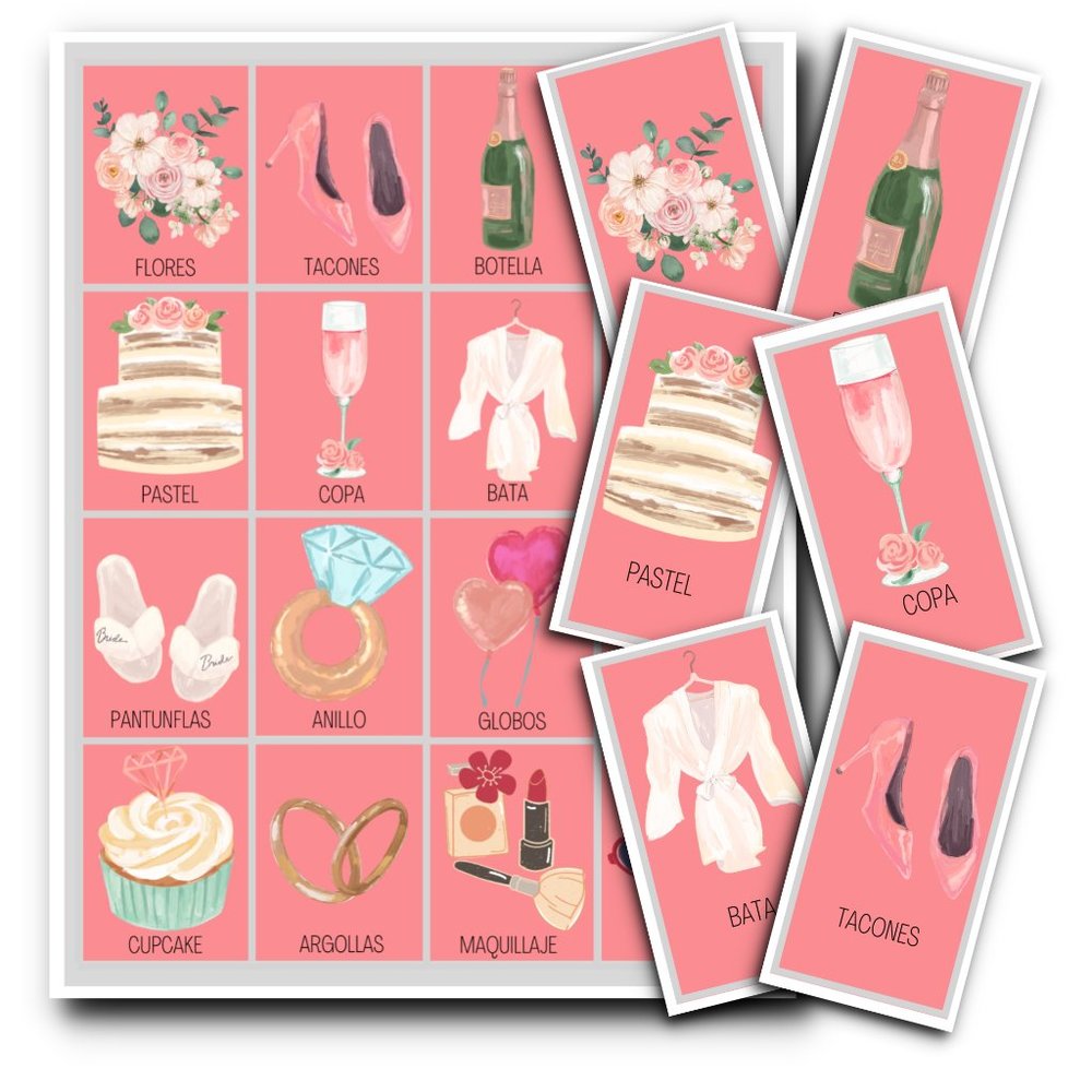 100 Bridal Shower Loteria In Spanish - 100 Cards - Wedding Shower Game - Party